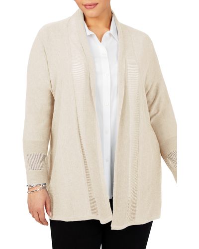 Foxcroft Mixed Stitch Open Front Cardigan - Natural