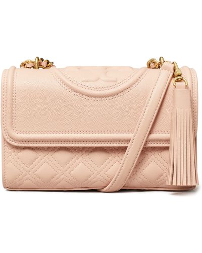 Tory Burch Small Fleming Caviar Quilted Leather Convertible Shoulder Bag - Pink