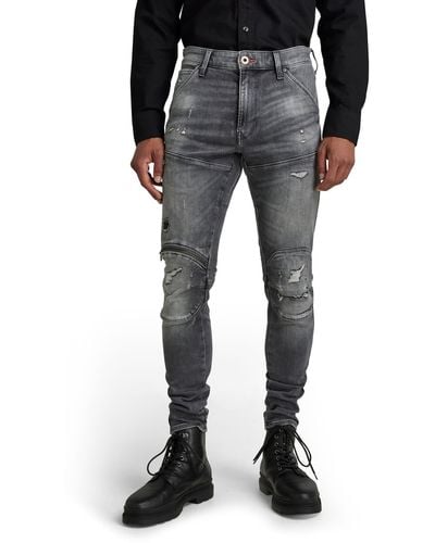 G-Star RAW 5620 3d Zip Knee Distressed Skinny Jeans - Black