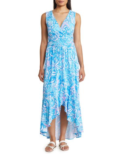 Lilly Pulitzer Floral High-low Maxi Dress - Blue