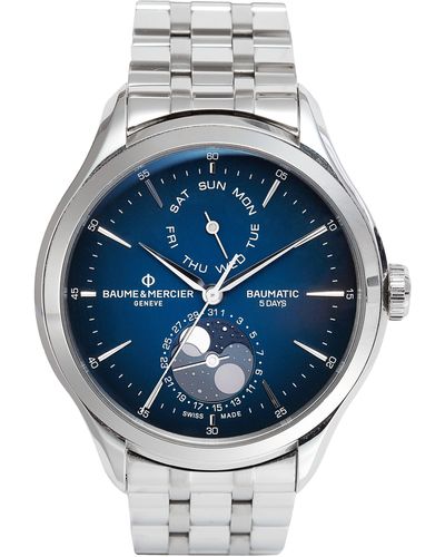 Baume & Mercier Clifton Automatic Moon Phase Bracelet Watch - Gray