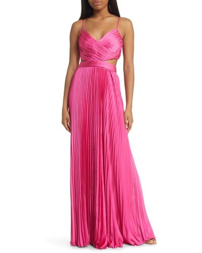 Lulus Got The Glam Pleated Gown - Pink