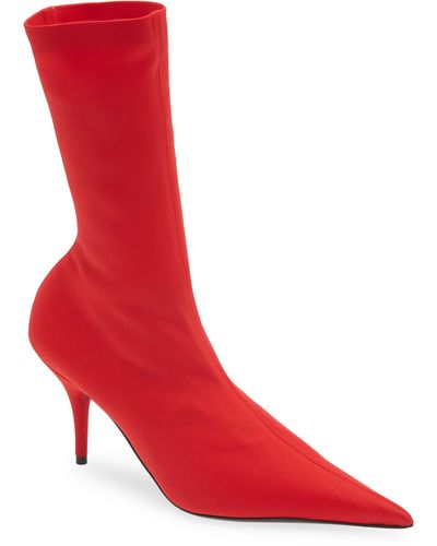 Balenciaga Pointed Toe Sock Boot - Red