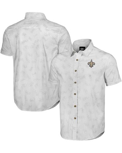 NFL X DARIUS RUCKER Collection By Fanatics New Orleans Saints Woven Short Sleeve Button Up Shirt At Nordstrom - Gray