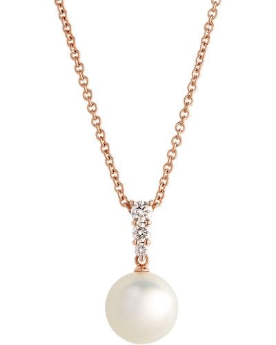 Mikimoto Morning Dew Cultured Pearl & Diamond Pendant Necklace - Metallic