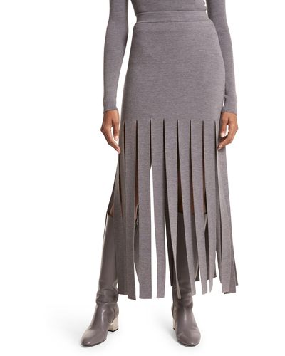 Michael Kors Streamer Wool Maxi Skirt - Gray