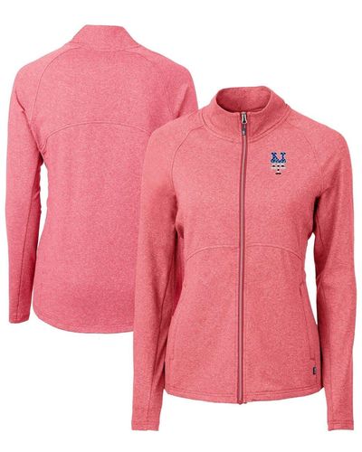 Cutter & Buck New York Mets Adapt Eco Knit Heather Recycled Full-zip Top At Nordstrom - Pink