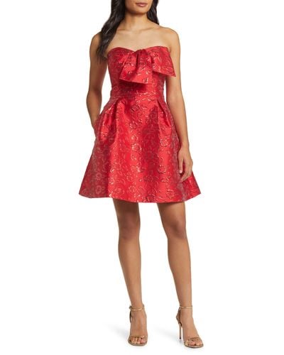 Lilly Pulitzer Lilly Pulitzer Kataleya Floral Jacquard Strapless Dress - Red
