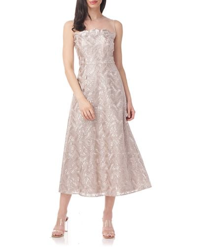 JS Collections Rosie Embroidered Midi Cocktail Dress - Pink