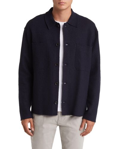 NN07 Jonas Boiled Wool Shirt Jacket - Blue