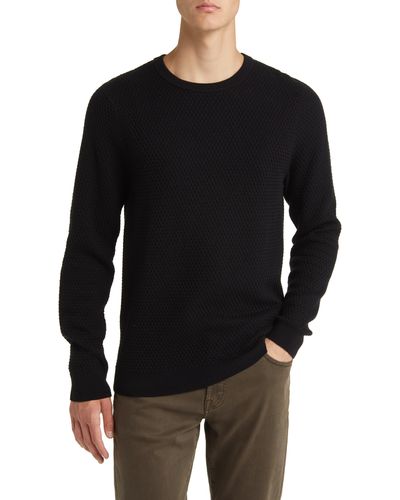 Nordstrom Popcorn Stitch Cotton Blend Crewneck Sweater - Black