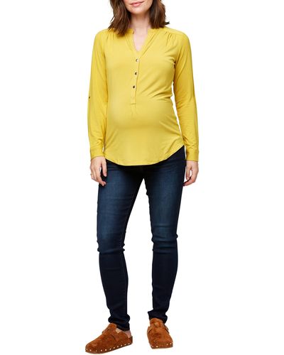 Nom Maternity Amelie Snap Front Maternity/nursing Top - Yellow