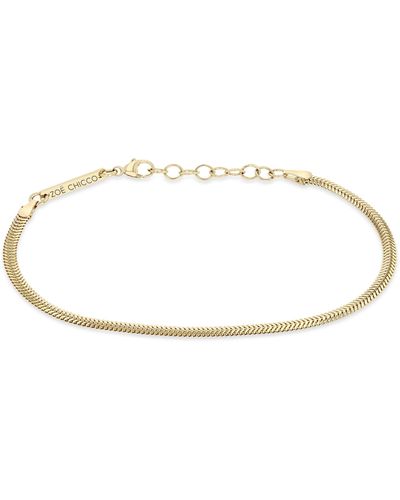 Zoe Chicco 14k Gold Flat Snake Chain Bracelet - White