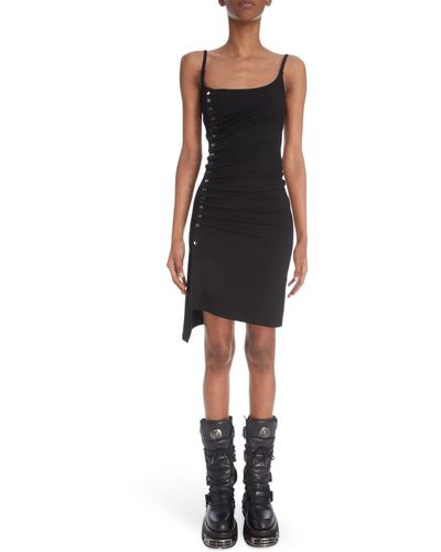 Rabanne Side Ruched Asymmetric Jersey Dress - Black