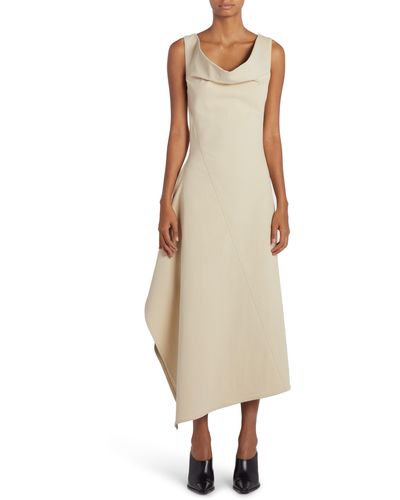 Bottega Veneta Stretch Cotton Blend Asymmetric Dress - Natural