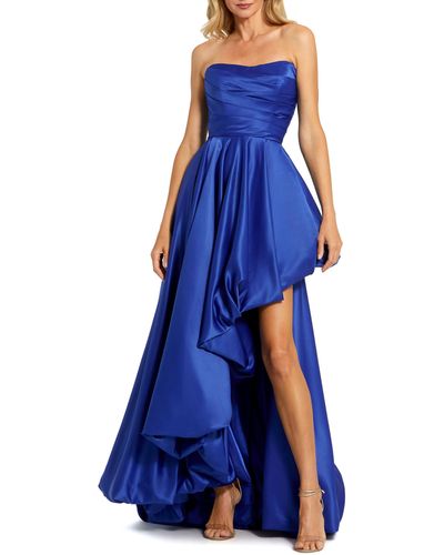 Mac Duggal Strapless Asymmetric A-line Gown - Blue