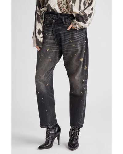R13 Crossover Paint Splatter Jeans - Black
