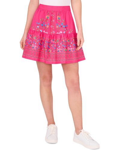 Cece Floral Tiered Miniskirt - Pink