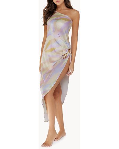 PQ Swim Tinsley Metallic One-shoulder Cover-up Dress - Multicolor