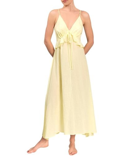 EVERYDAY RITUAL Ruffle Empire Waist Nightgown - Yellow