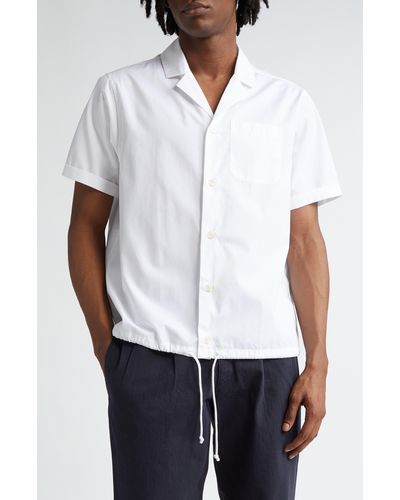 Noah Short Sleeve Cotton Button-up Camp Shirt - White