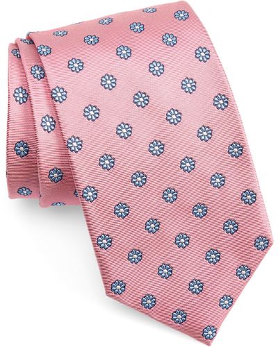 David Donahue Neat Floral Silk Tie - Pink