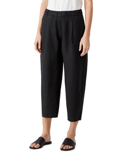 Eileen Fisher Lantern Crop Organic Linen Pants - Black