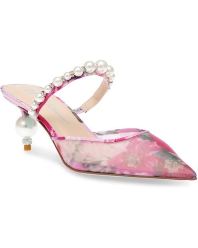 Betsey Johnson Evey Imitation Pearl Pointed Toe Mule - Pink