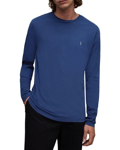AllSaints Brace Long Sleeve Crewneck Organic Cotton T-shirt - Blue