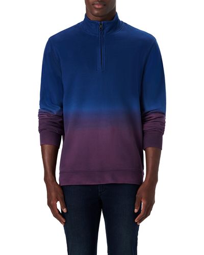 Bugatchi Comfort Ombré Quarter Zip Pullover - Blue