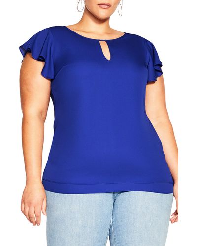 City Chic Sweet Waterfall Top - Blue