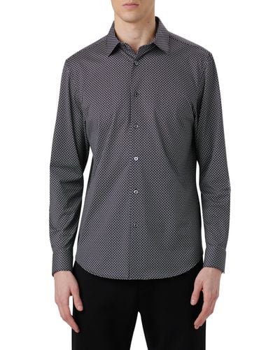 Bugatchi James Ooohcotton® Geometric Print Button-up Shirt - Gray