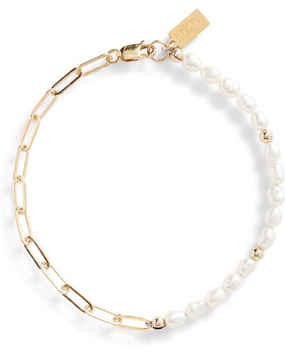 SET & STONES Simone Freshwater Pearl & Paper Clip Chain Bracelet - White