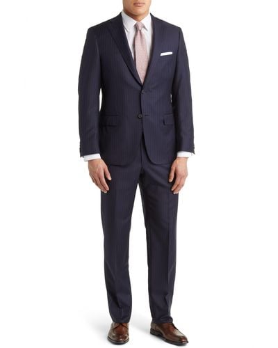 Hickey Freeman Stripe Super 150s Wool Suit - Blue
