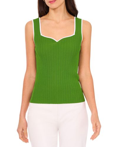 Halogen® Halogen(r) Piped Sweetheart Neck Sweater Tank Top - Green