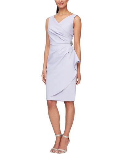 Alex Evenings Side Ruched Cocktail Dress - White