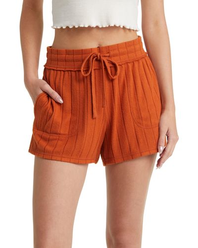 BP. Cozy Wide Rib Drawstring Shorts - Orange