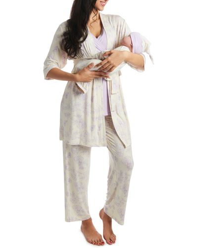 Everly Grey Analise During & After 5-piece Maternity/nursing Sleep Set - Multicolor