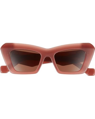 Loewe Chunky Anagram 50mm Small Cat Eye Sunglasses - Brown