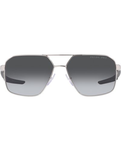 Prada Linea Rossa 60mm Polarized Gradient Irregular Sunglasses - Metallic