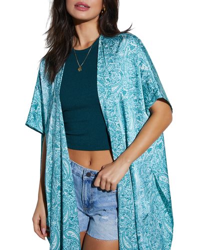 Vici Collection Juli Paisley Cover-up Duster - Blue