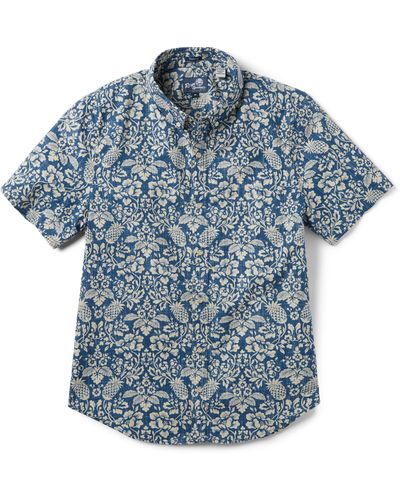Reyn Spooner Oahu Harvest Tailored Fit Print Short Sleeve Button-down Shirt - Blue