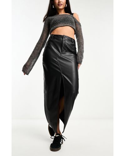 ASOS Faux Leather Maxi Skirt - Black