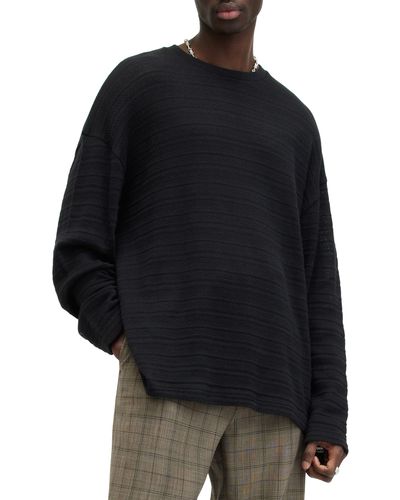AllSaints Drax Knit Stripe Cotton Sweater - Black