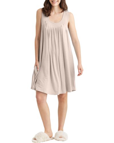 Papinelle Kate Pleated Knit Nightgown - Natural