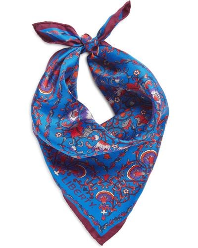 Liberty Lodden Floral Silk Scarf - Blue