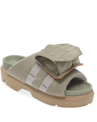 Sacai Pocket Mismatched Slide Sandals - Gray