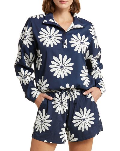 Outdoor Voices Solarcool Tourist Floral Print Pullover - Blue