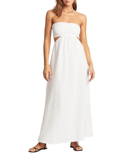 Sea Level Smocked Bodice Cotton Seersucker Cover-up Dress - White