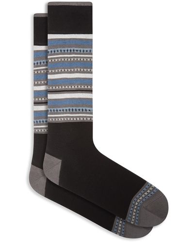 Bugatchi Stripe Dress Socks - Black